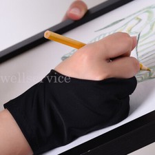 BLACK Two Finger Anti-fouling Glove For Artist Drawing/Pen Graphic Tablet Pad UK
