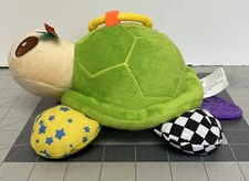 Cribmates Plush Turtle Baby Teether  Rattles Mirror Crinkles Stuffed Animal Toy