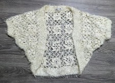 Forever 21 Cardigan Adult Small White Sparkly Knit Open Fancy Womens