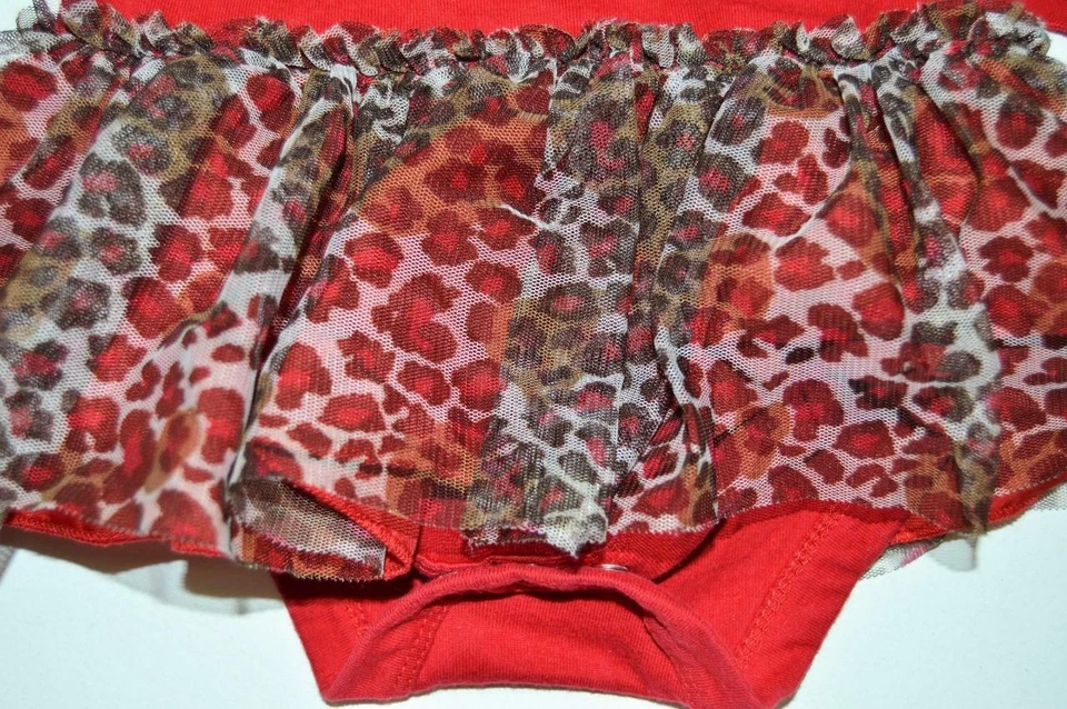 Infantil Niña 12m Gloria Desteñida VACACIONES NAVIDAD 1 pieza Camisa a Presión Leopardo Falda Tutú Foto 3 de 3