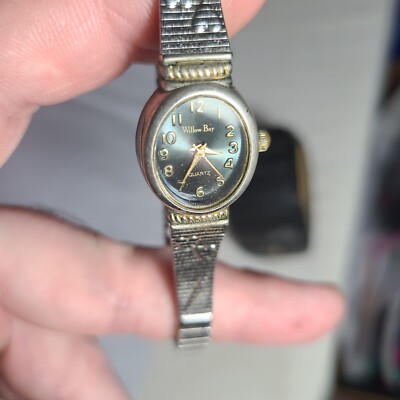 Willow Bay Quartz Watch Teal Face TESTED & WORKS Gold Tone Arabic #'s BY851