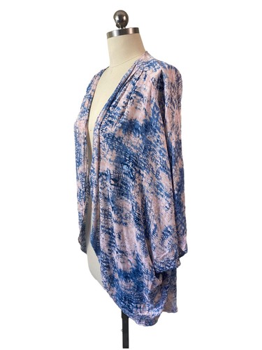 Style Rack LA Womens Kimono Jacket One Size Blue Pink Tie Dyed Dolman Batwing - Picture 2 of 8