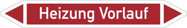 DREIFKE Rohrleitungskennzeichen Heizung Vorlauf einzeln DIN2404 100x15mm Aufkleber