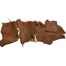 Brown Cowhide Scrap Leather Pieces - Rustic Leather Scraps 7-8 oz Craft Supplies