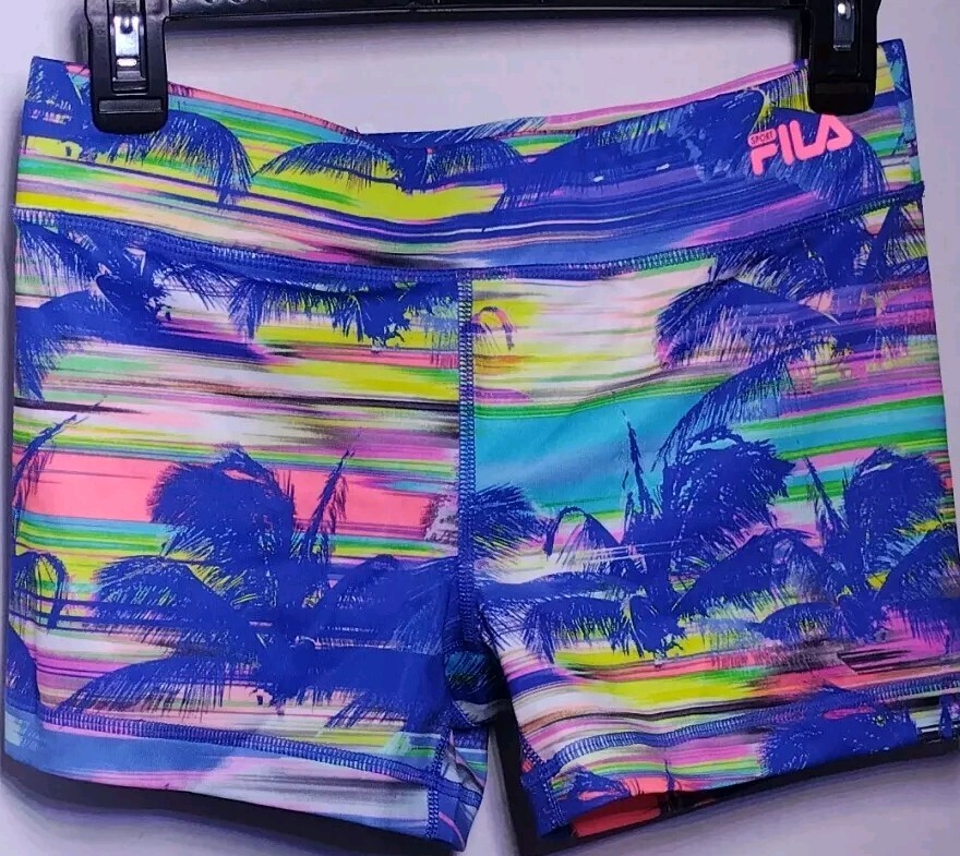 Pantaloncini a compressione Fila Sport donna hawaiana piccoli corsa atletica nuovi