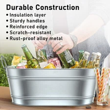 6.2 Gallon Ice Bucket Beverage Tub Beer Galvanized Storage Container with Handle