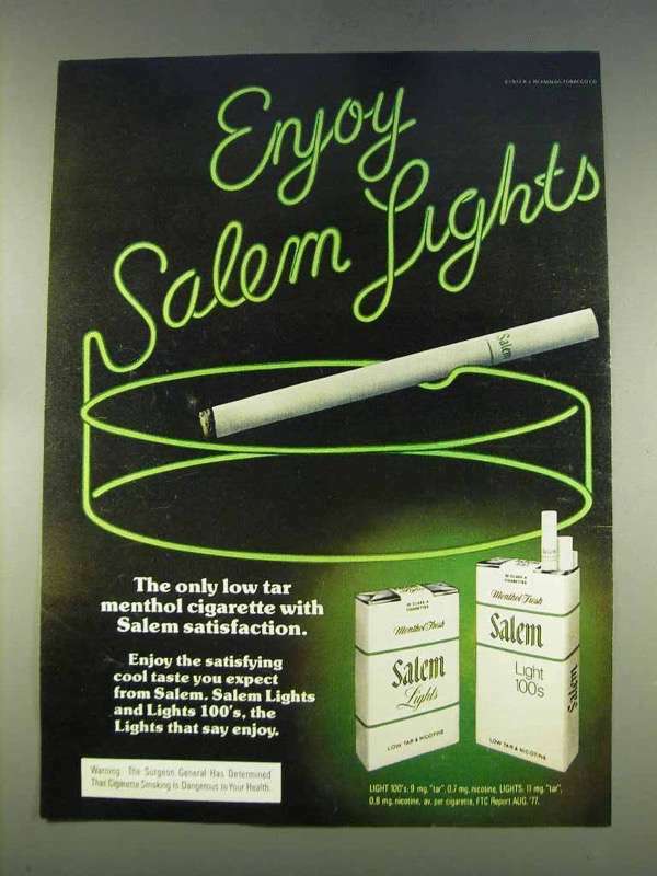 24 7 cigarettes lights 24/7 Menthol Gold 100 Vintage 1977 Salem Lights &