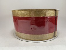 Red Velvet/Gold Trim Wired Christmas Holiday Ribbon 20 Yards-3-1/8" wide