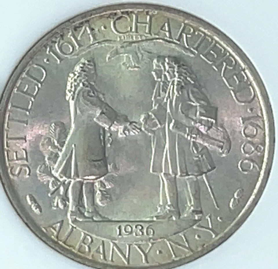 1936 US Mint Albany Commemorative Silver 50c NGC MS66 Gem BU Blazing White Coin! - Image 3 of 4