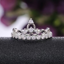 1.50 Ct Round Cut Diamond Crown Promise Engagement Band Ring White Gold Finish