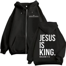 Jesus Is King Rev 17:14 Black Hoodie  Unisex Retro Hoodie Jacketstylish And V