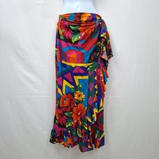 Women's Maxi Skirt Hot Tropics Floral Printed Faux Wrap Slit Boho S Bright USA