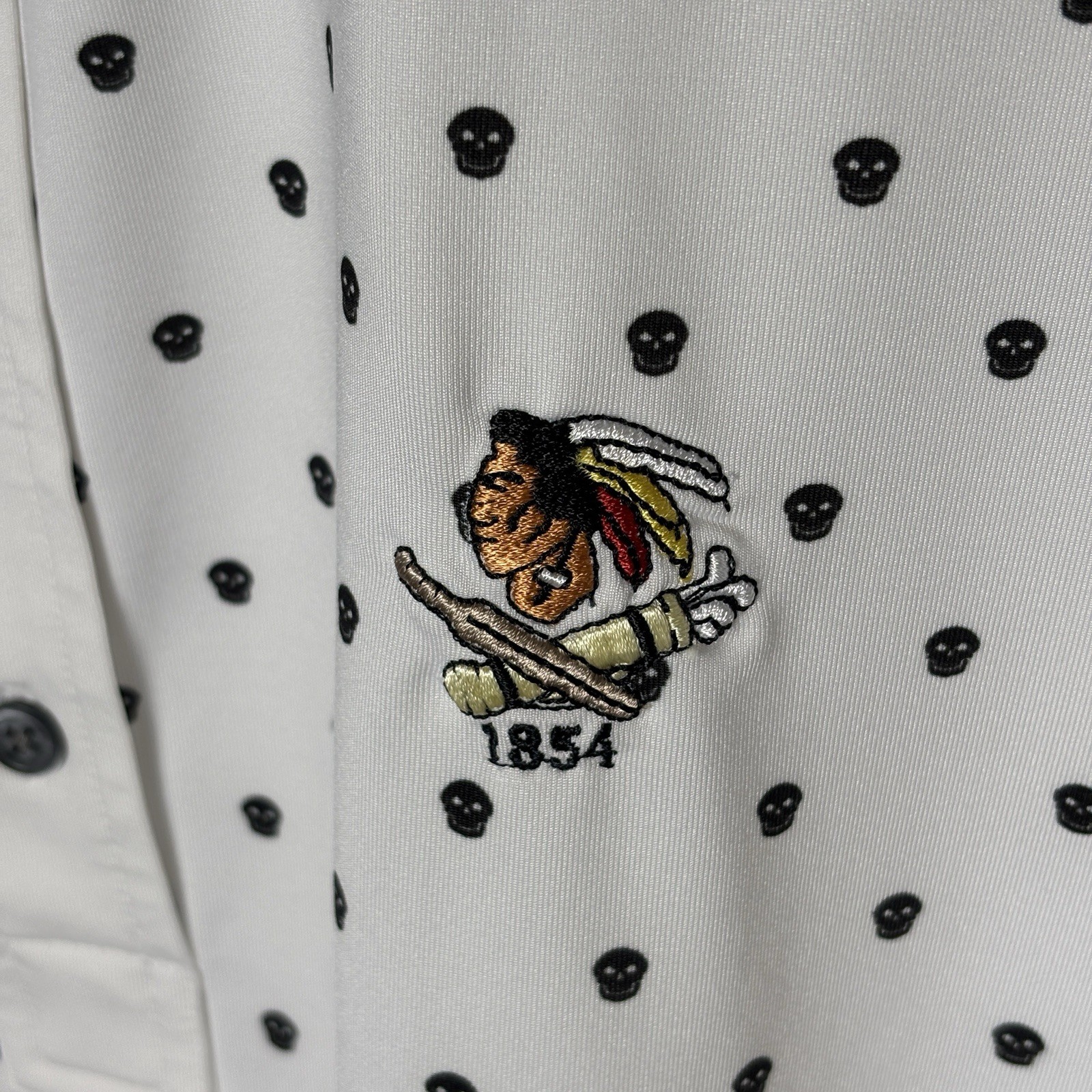 Greyson x Philadelphia Cricket Club Polo Shirt Men’s L Performance Skull AOP image 3