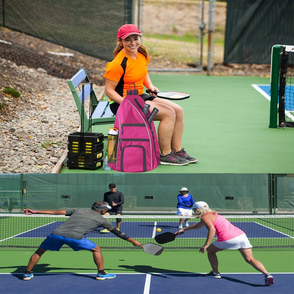 Reversible Rose Pickleball Sling Bag for Paddles & Travel