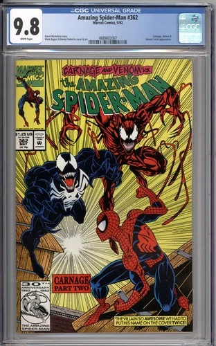 Amazing Spider-Man #362 CGC 9.8 NM/MT Carnage, Venom & Human Torch Appearance WP