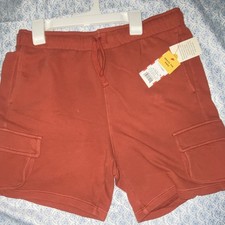 Cat  Jack Boys Cargo Shorts Maple Brown L 10/12 Husky Elastic Drawstring