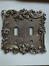 1967 American Tack & Hardware #60TT Ornate Metal Plate Cover Double Switch