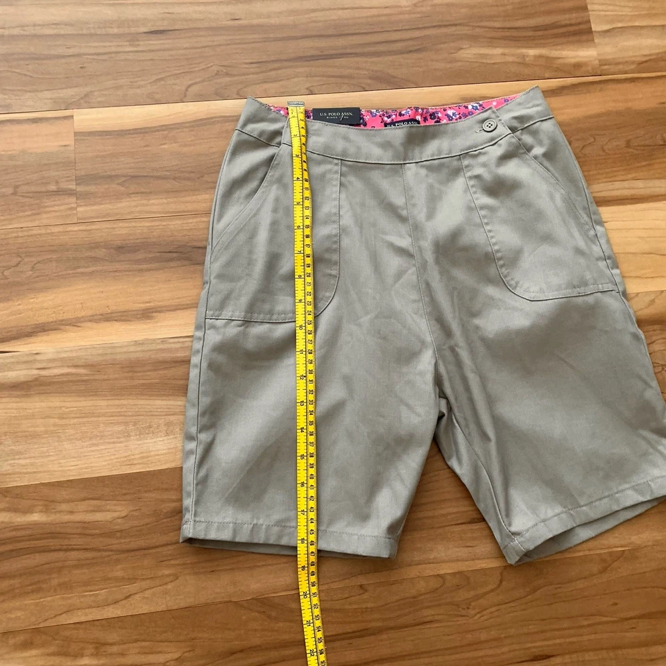 Uniforme Polo Assn de EE. UU. Pantalones Cortos Tostado Caqui Niñas Talla 16 Cintura Ajustable Nuevo con Etiquetas Foto 3 de 4