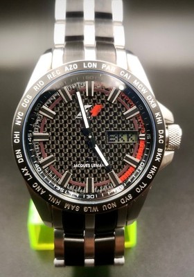 Nice JACQUES LEMANS Formula 1 World-Timer Analog/Digital Men quartz watch. F5008