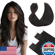 SURNEL Double Drawn Remy Tape-In Human Hair Ext. 1B Off Black 18"