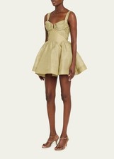 NWT ZIMMERMANN Rebellion Draped palm khaki Linen Silk Mini dress size AU 2/ US