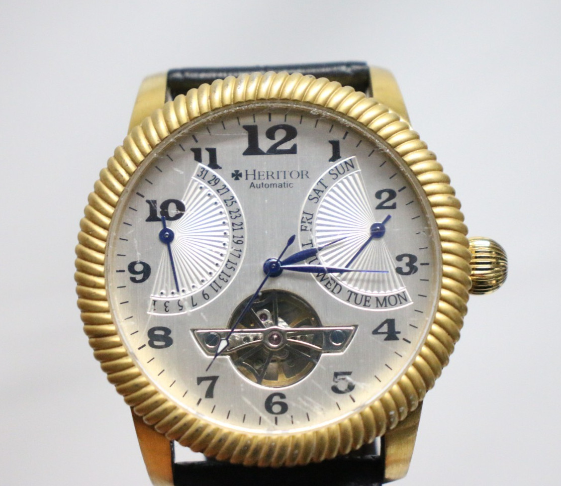 Heritor Automatic Watch Piccard Semi Skeleton Gol… - image 2