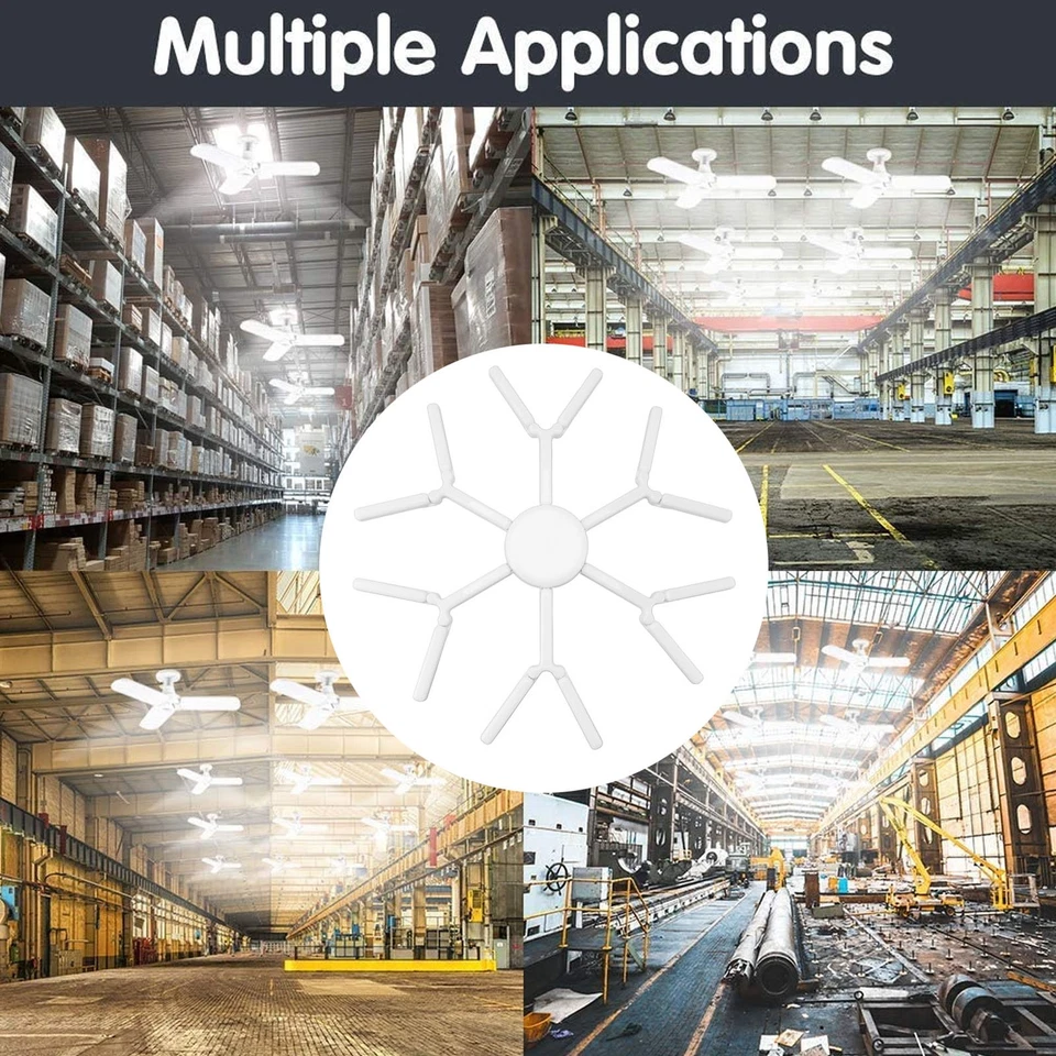 LED Garage Light 120W With 6 Adjustable Panels E27 Super Bright Bulb Deformable - Image 3 of 4