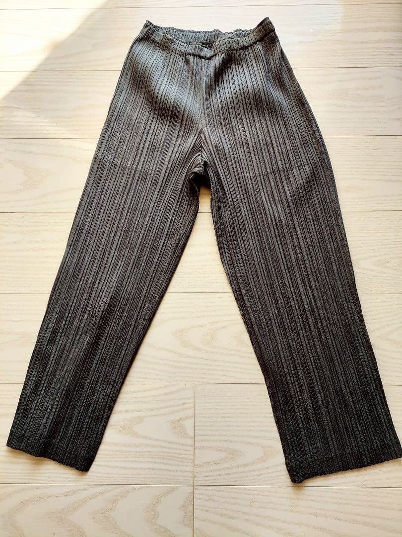 ISSEY MIYAKE Charcoal Irregular Pleats Pants Size S Used