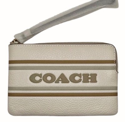 Coach Corner Zip Wristlet Chalk Multi Stripe Leather CH311 ~ NWT