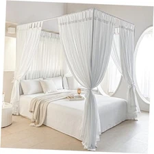 AIKASY Canopy Bed Board with Top and Self-Adhesive Twin/Twin Extra Long White