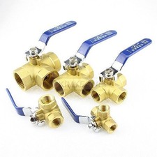 Brass 3 Way Ball Valve Full L-Port 1/4'' 3/8'' 1/2'' 3/4'' 1'' Thread Connector