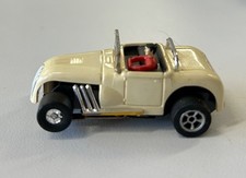 Pre 1970 AURORA Thunder Jet 500 Hot Rod Roadster Cream HO Slot Car UNTESTED