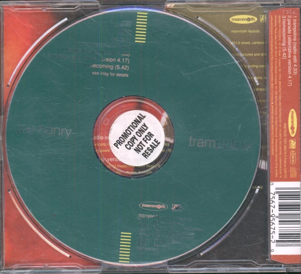 Joe Henry Trampoline CD Europe Atlantic 1996 single. Has promo sticker on - Bild 2 von 2