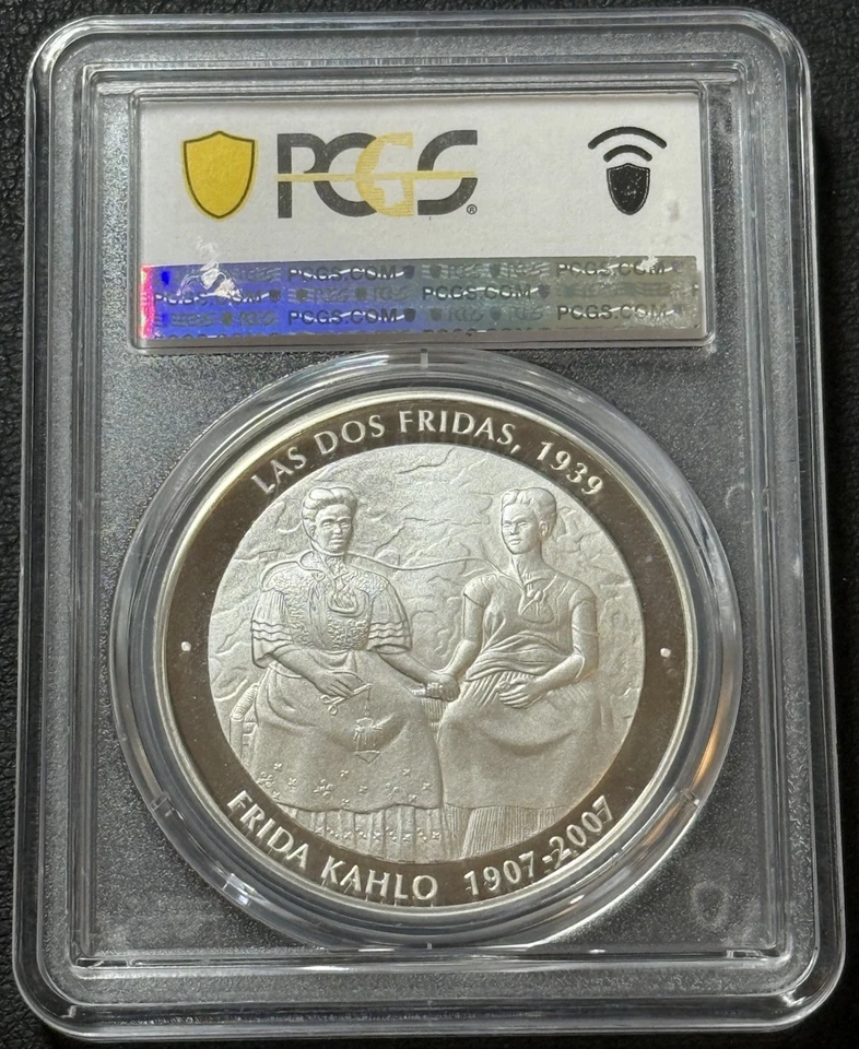 2007 1 Oz .999 Silver Mexico Frida Kahlo Diego Rivera PCGS Gold Shield PR 69 UC! - Image 3 of 4