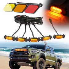 Led Grill Lights Emblem For Toyota Tacoma Trd-pro 2 5pcs Amber Led 1pcs Emblem