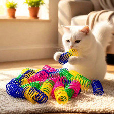Bouncy Spring Cat Self-Playing Interactive Toys Kitten Teaser Indoor Coil Toy Uk