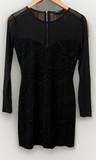 Star by Julien Macdonald Sequin Sheer Long Sleeve Dress UK Size 8 Black BNWoT