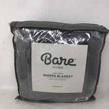 Bare Home Sherpa Blanket Twin/Twin Xl,Grey Blanket for Bed Lightweight