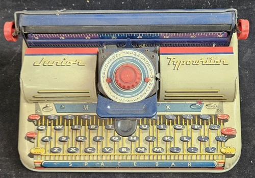 Vintage Marx Junior Typewriter 1950s by Marx Tin Metal Toy with Box