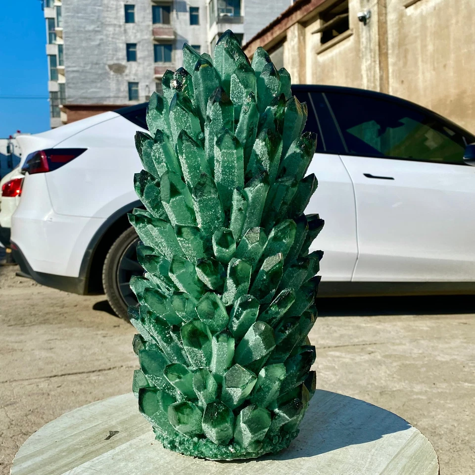 31LB New Find green Phantom Crystal Quartz Cluster Mineral Specimen Healing - Image 2 of 4