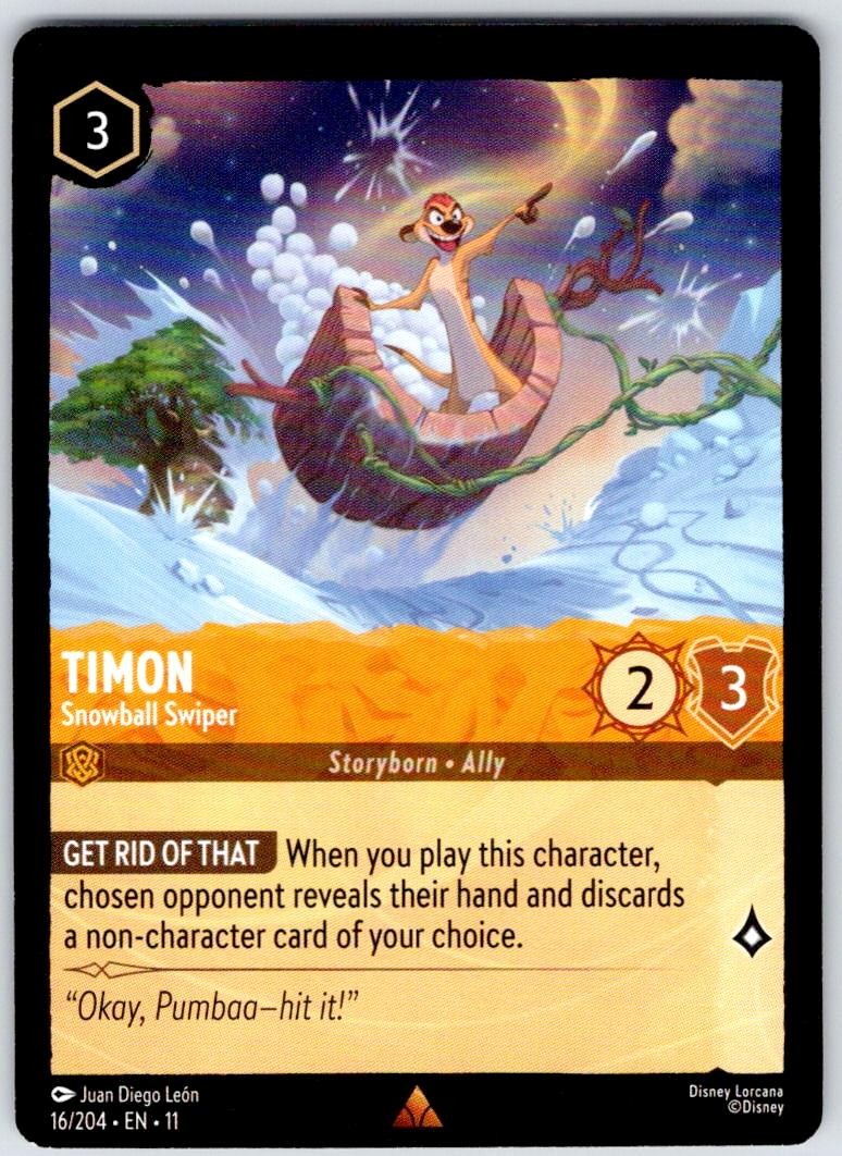 Timon - Snowball Swiper 16/204 Rare Winterspell Lorcana Near Mint
