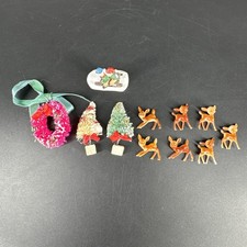 Vintage Baby Fawn Deer Figurines Hard Plastic Miniature  Other Christmas Decor