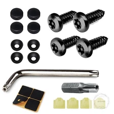 4 Set Black Anti Theft License Plate Screws Kits, Rustproof Stainless Steel Car