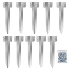 10 Pack Railway Sleeper Brackets Driveway Heavy Duty Edging Edge, silver