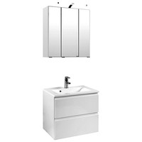 BadezimmermöBel Waschplatz Set Hochglanz 60Cm Waschtisch Mit Led Spiegelschrank