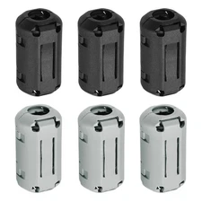 6 Pcs Ferrite Filter Ring Core Cable Clip ID 9mm Regular Styles, Black/Gray