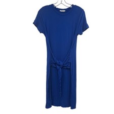 Bluheaven Womens Short Sleeve Shift Dress Tie Front Blue Size Medium