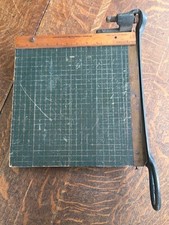 Vintage 12x12" Milton Bradley Co Monarch Wood Desk Guillotine Paper Cutter Works