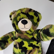 Build-A-Bear Green Camo Teddy Bear Plush Stuffed Animal 16" Military Camouflage