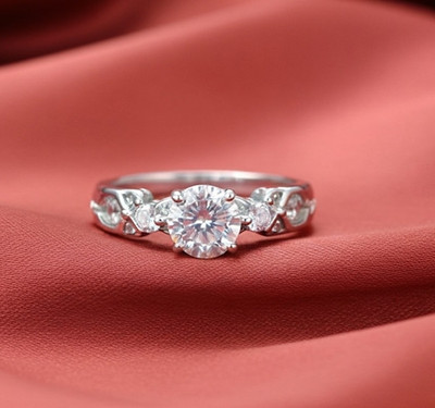 Luxe Round White Simulated Diamond Three Stone Ring Timeless Engagement Jewelry